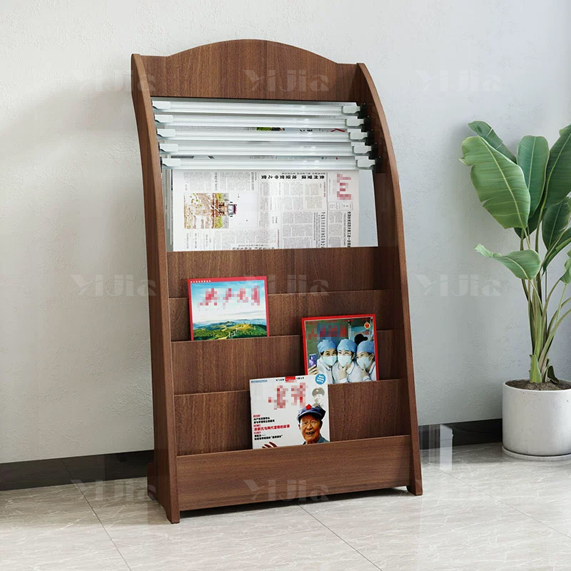 翌嘉 YJ4052907木质报刊架报纸架书报杂志置物架收纳架落地展示架高清大图