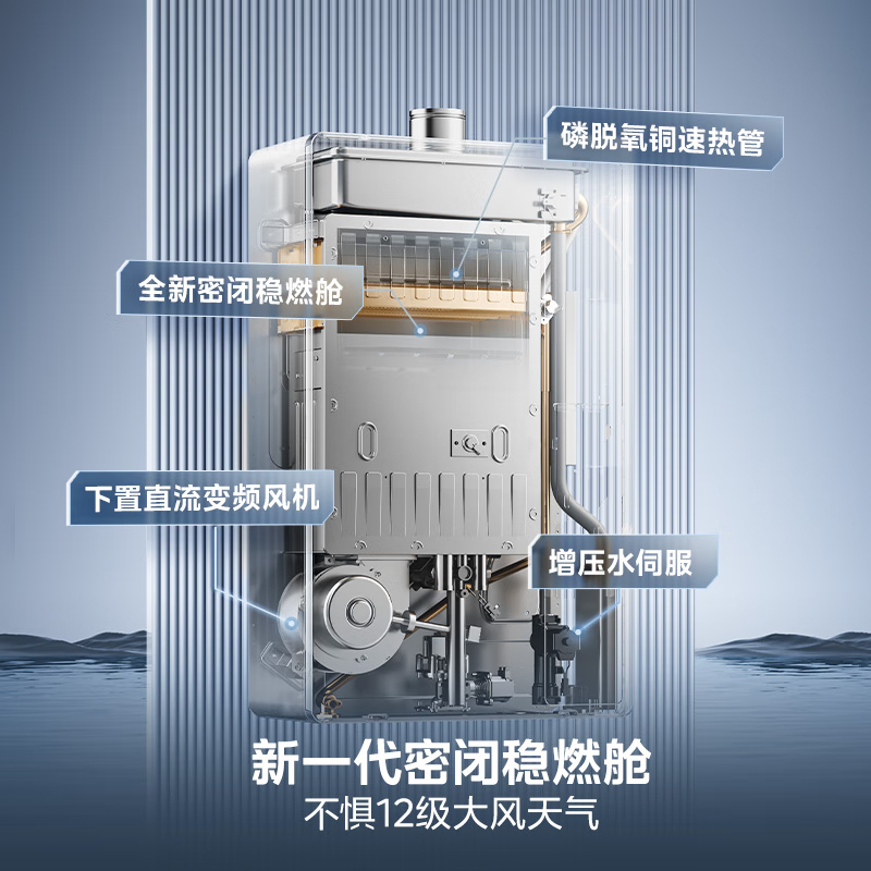 美的(Midea)绿洲LN7 16升燃气热水器一级能效下置风机 水伺服恒温JSLQ27-16LN7 PRO