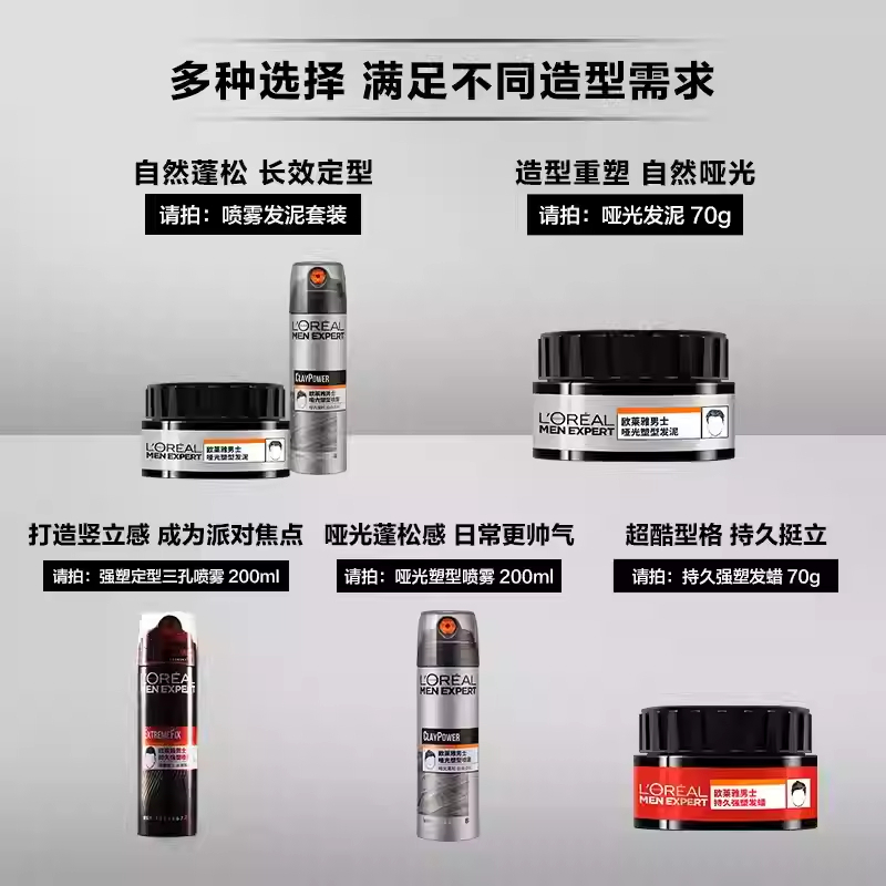 欧莱雅(LOREAL)男士持久强塑发蜡70g清香芳香高清大图