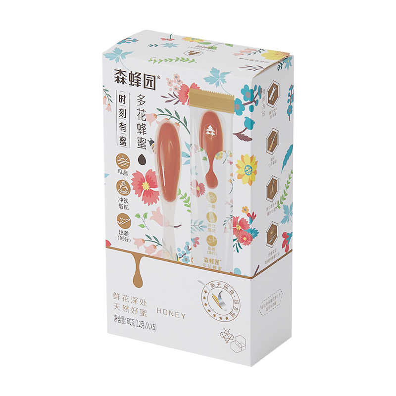 森蜂园 多花蜂蜜(勺蜜)-12克*5条勺装单勺密包装,便捷携带直接搅拌