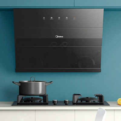 美的(Midea) 抽油烟机 家用油烟机燃气灶套装21立方大吸力侧吸式挥手智控免拆洗J39+Q330(天然气) 小尺寸油