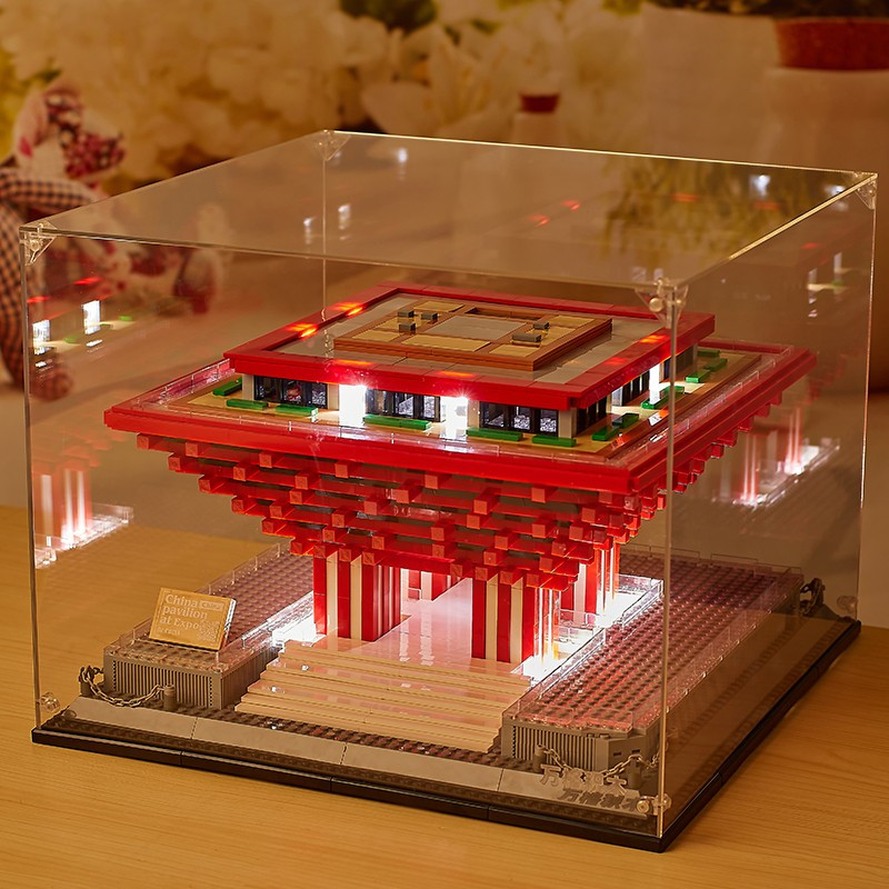 古建筑积木拼装模型上海世博会中国馆男女孩玩具儿童礼物