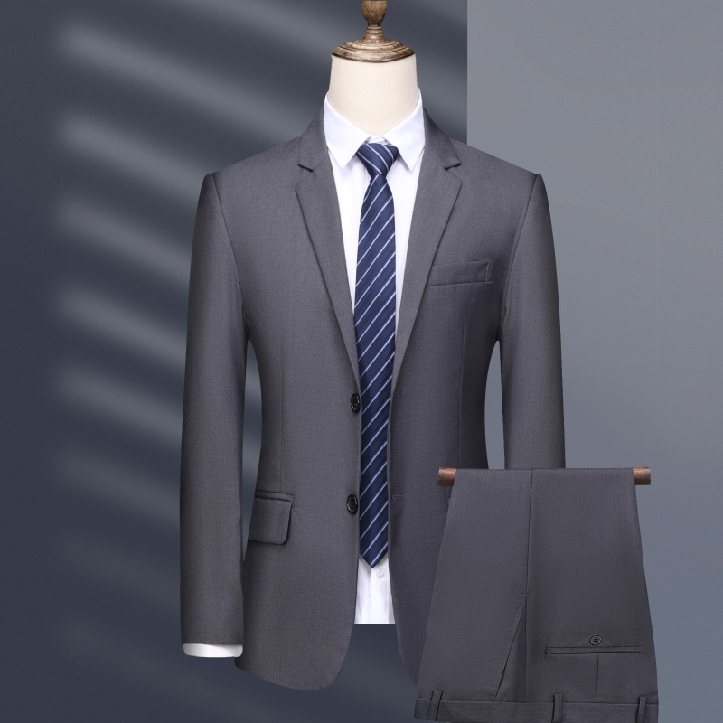 恒源祥两件套男士西服套装商务休闲西装职业正装伴郎服新郎结婚礼服