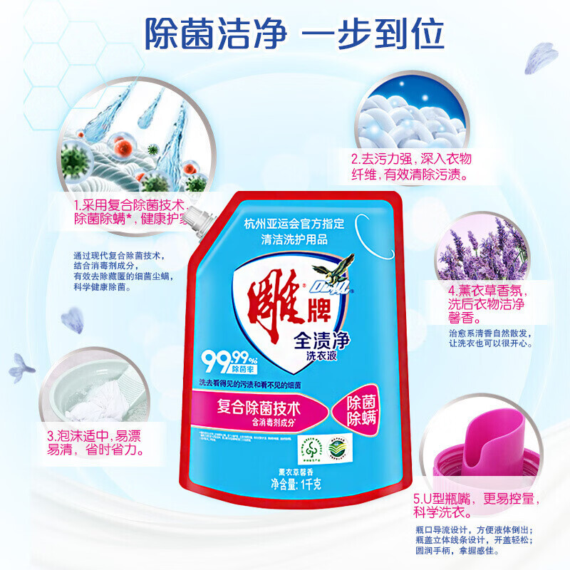 雕牌全渍净洗衣液(健康除菌) 1kg高清大图