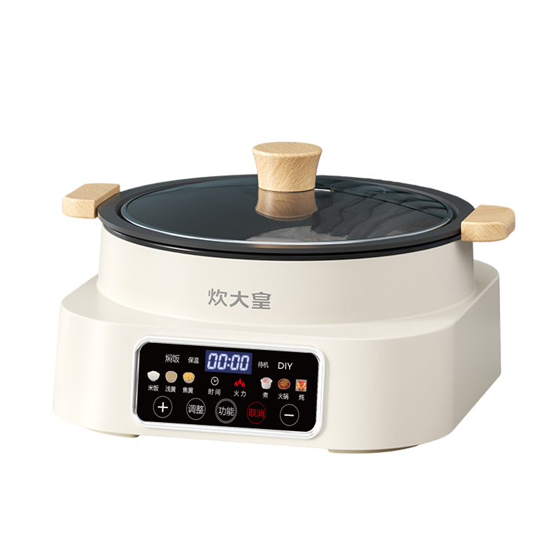 炊大皇 COOKER KING 3L 微电脑操控白色方形电饭煲 预约功能液晶显示 不锈钢内胆 底盘加热适合2-4人使用