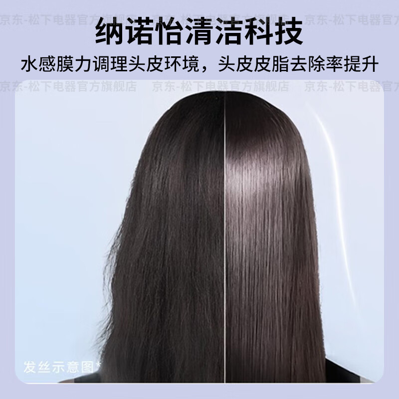 松下(Panasonic)高速吹风机 NW90 家用大功率吹头发电吹风大风力速干护发 纳诺怡护发吹筒紫色 绮光质子黑