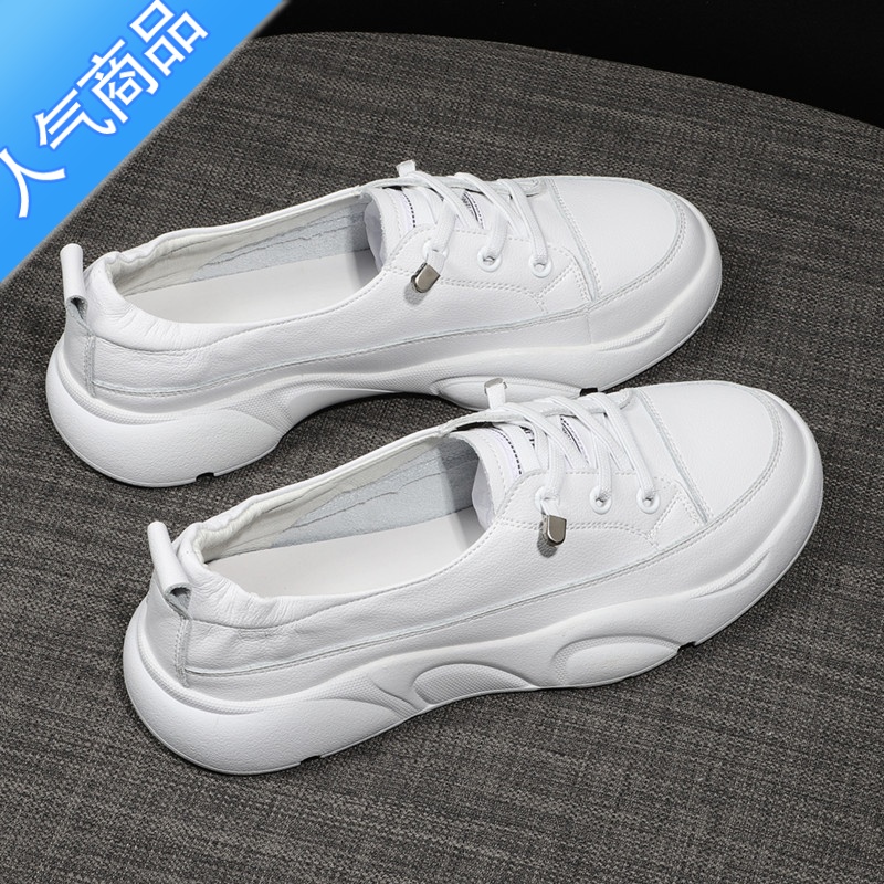 SUNTEK小白鞋女洋气2023春夏新运动休闲透气百搭ins潮平底浅口单鞋高清大图