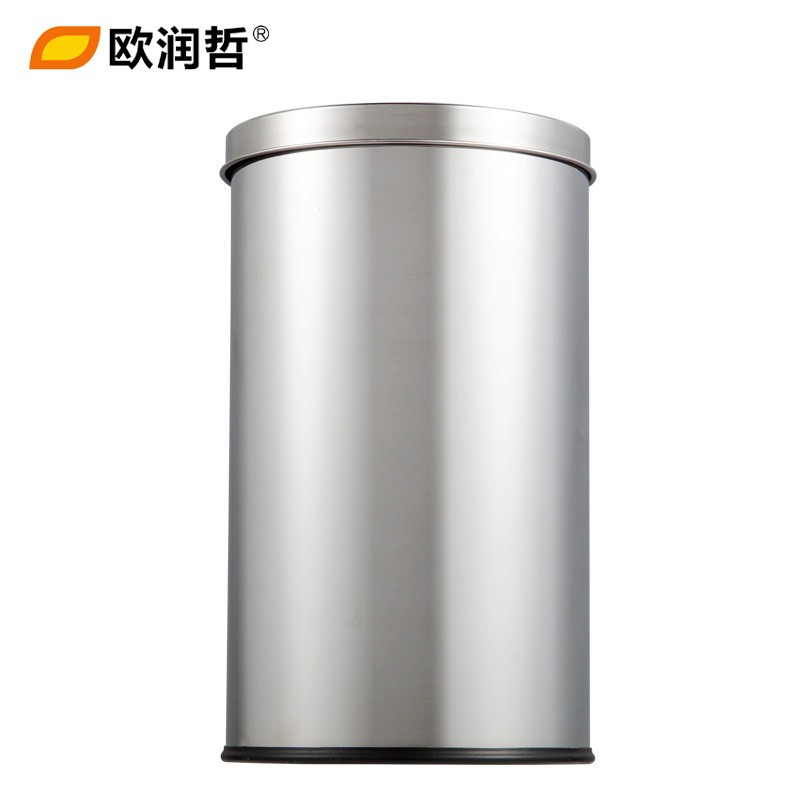 欧润哲(ORANGE) 10升不锈钢摇摆盖垃圾桶办公室废纸篓家用酒店室外收纳桶厕所清洁筒101116