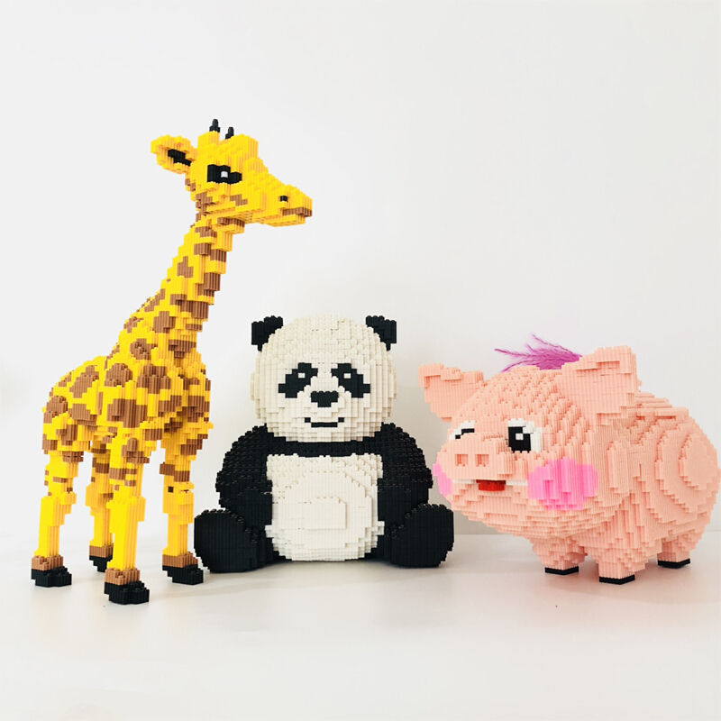 兼容乐高积木微型小颗粒拼插玩具钻石狗狗哈士奇儿童创意8006超大耀西