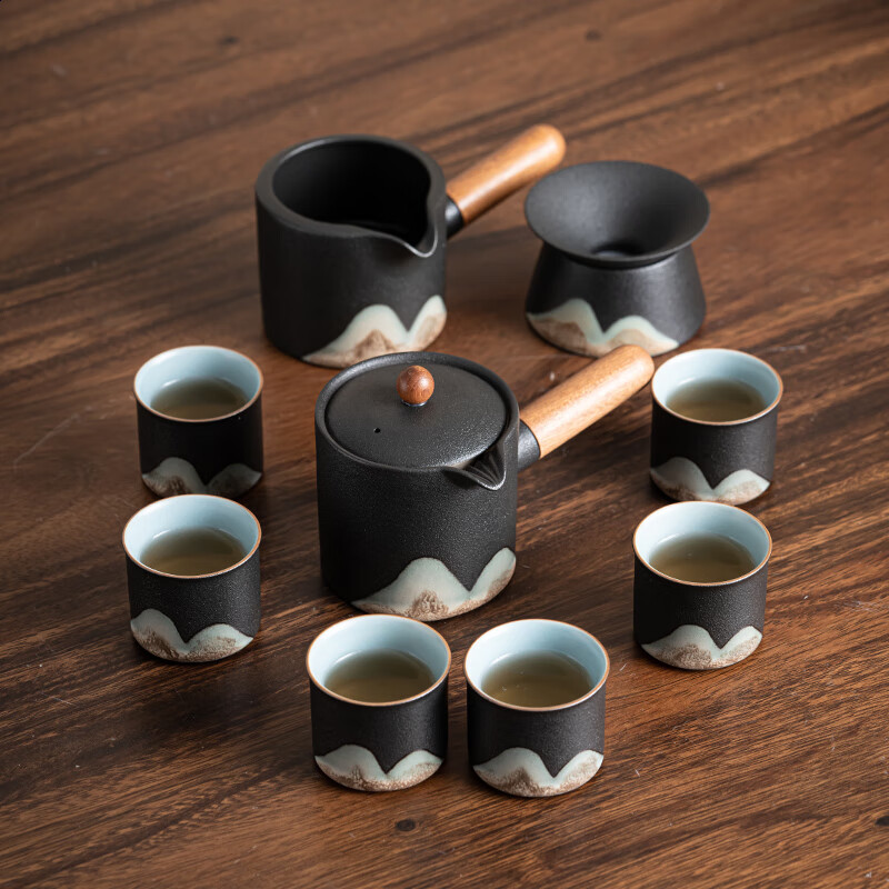 苏氏陶瓷/SUSHI CERAMICS J0696 手绘釉画彩千里江山侧把茶壶功夫茶具礼盒套组 (单位:盒)高清大图