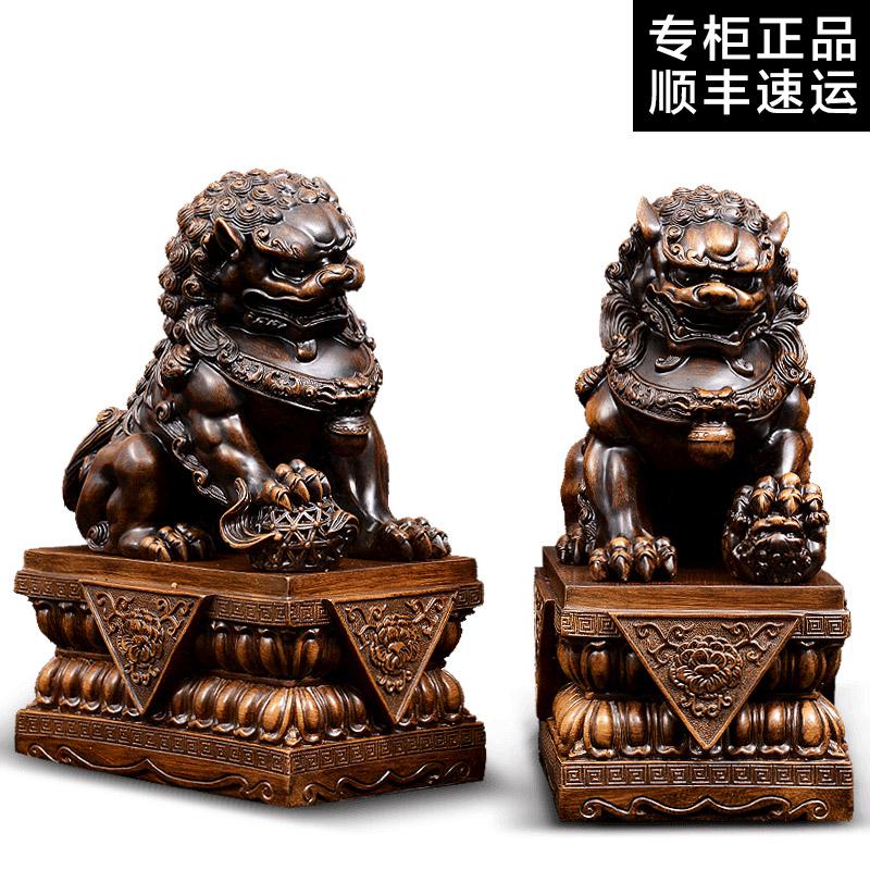 美帮汇狮子摆件工艺品一对大号树脂北京狮狮客厅家居装饰品高清大图