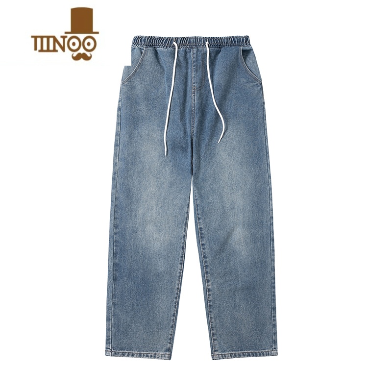 YANXUE秋季新款男士牛仔裤宽松复古直筒裤百搭怀旧色裤子男潮高清大图