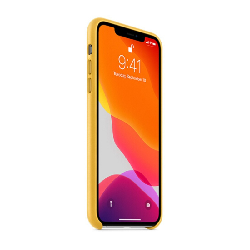 苹果Apple 原装iPhone 11 Pro Max 皮革保护壳 手机壳 橙柠黄色