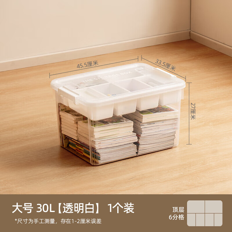 禧天龙(Citylong) X-6012禧格分层收纳箱3个装(透明白)大容量儿童毛绒玩具收纳箱透明