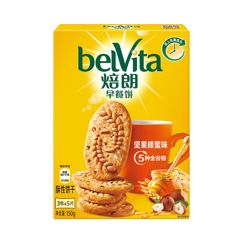 焙朗(BELVITA) 早餐饼干 零食 坚果蜂蜜味150g高清大图