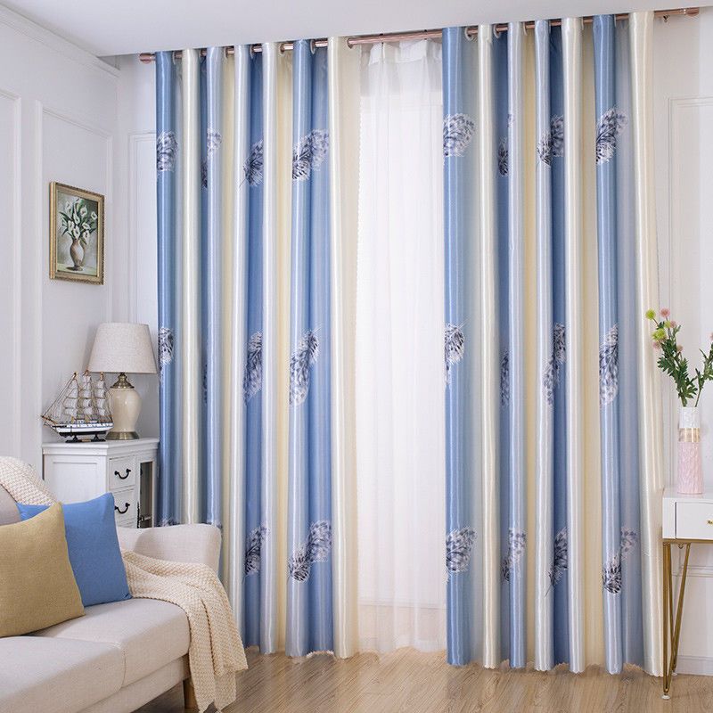 田园印花半遮光窗帘成品卧室客厅阳台窗帘布特价