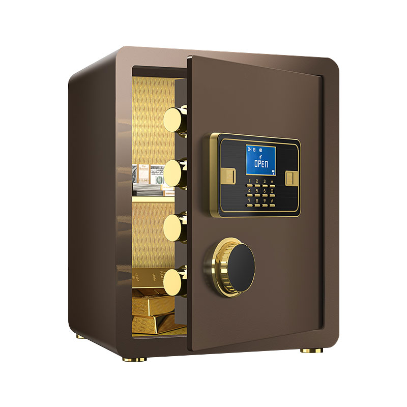 臻远ZY-NW-BXGS-17全钢实心保险柜办公防盗保险箱 高40cm咖色电子款高清大图