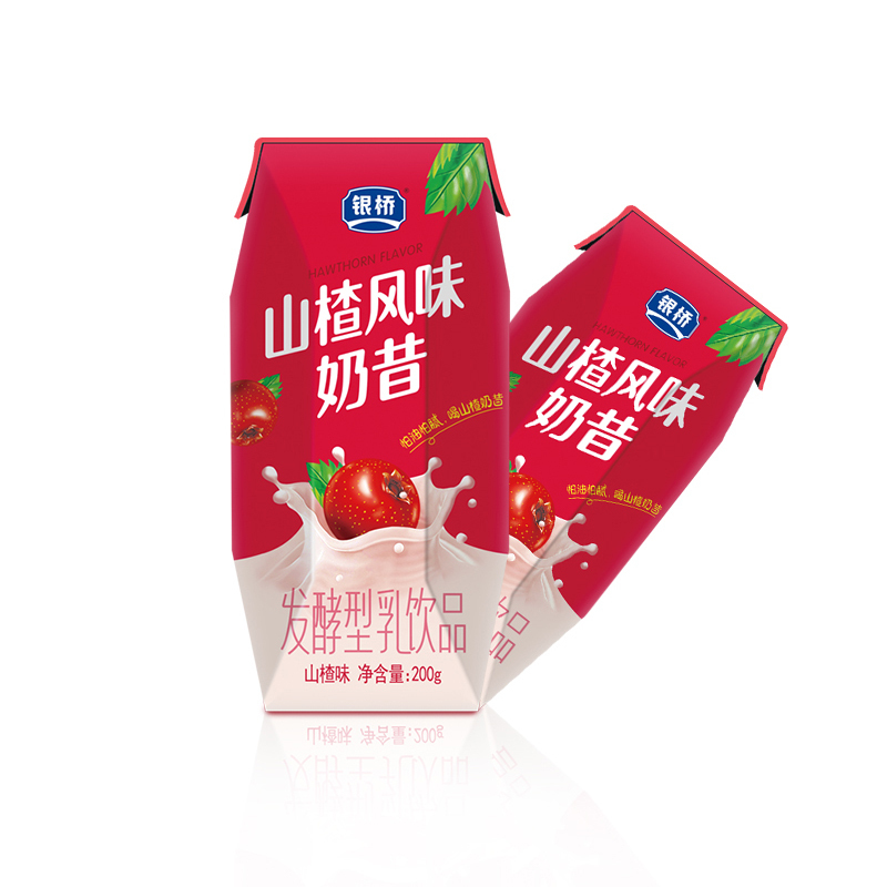 银桥 山楂风味奶昔200gx12盒 礼盒装