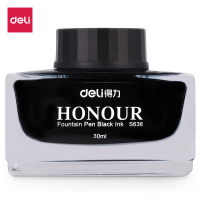 得力(deli)S636钢笔墨水纯黑 办公学生用考试黑色墨水30ml 非碳素不堵笔 2瓶价 黑色(2瓶)