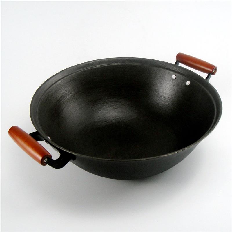 传统老式手工无涂层铁锅生铁锅双耳锅炒锅 家用炒菜锅燃气圆底锅b0|38
