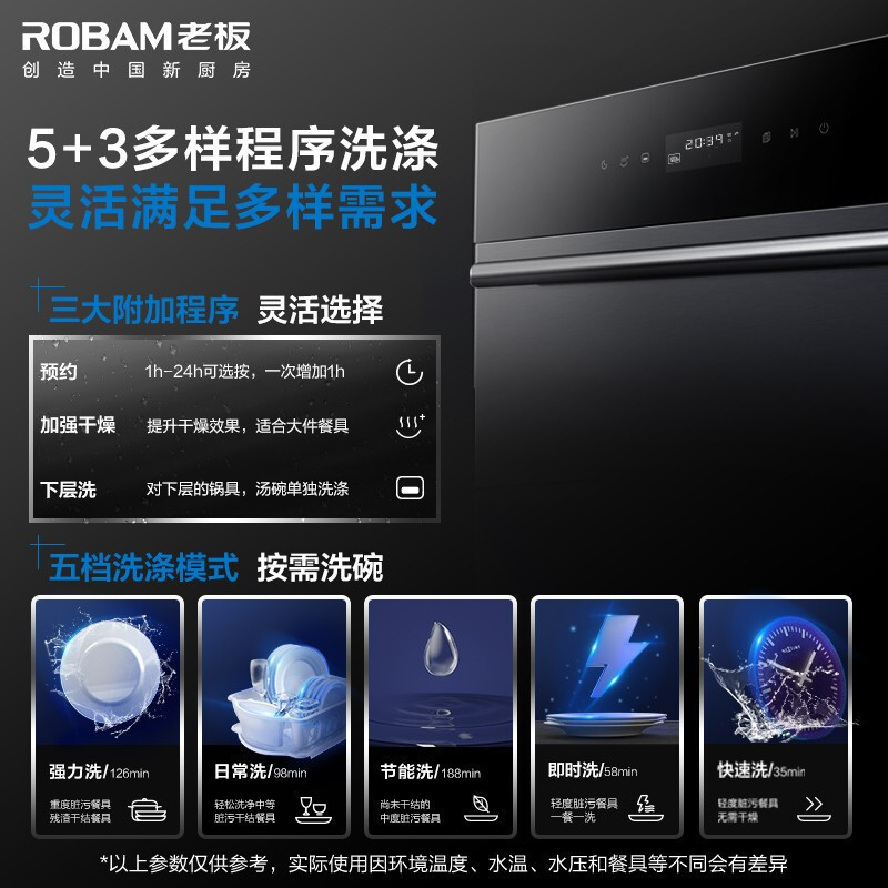 [线下同款] 老板洗碗机嵌入式 洗碗机家用 嵌入式洗碗机 13套洗消烘存一体 快洗35分钟 WB751深空灰