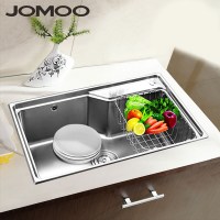 ✅九牧(JOMOO)水洗菜盆加厚大单套餐厨房304不锈钢拉丝洗碗池水池水盆