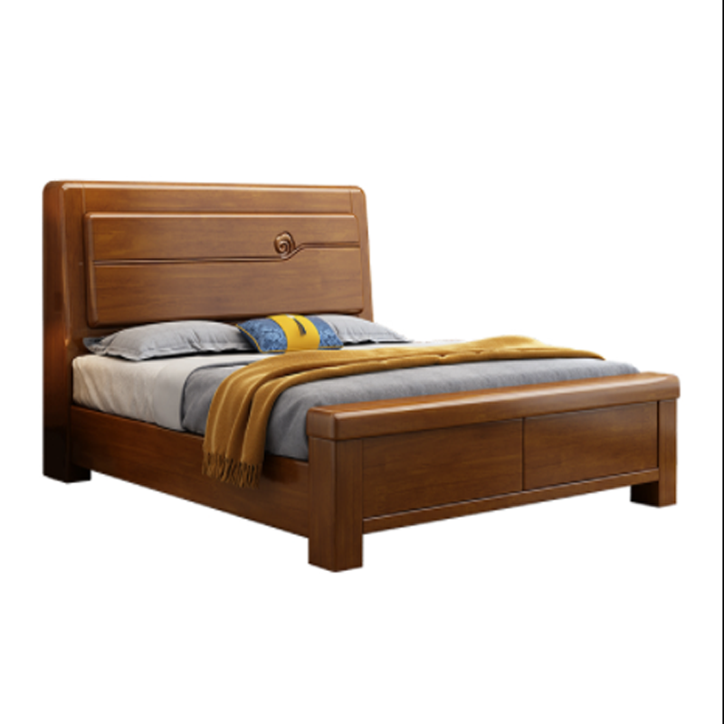 鑫金虎海棠色橡胶木实木床18x2米