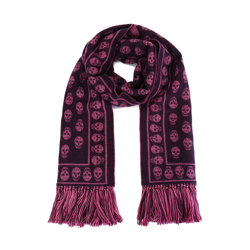 ALEXANDER MCQUEEN 亚历山大·麦昆 女士黑色红色纯羊毛流苏围巾红色 358929 3707Q 6072
