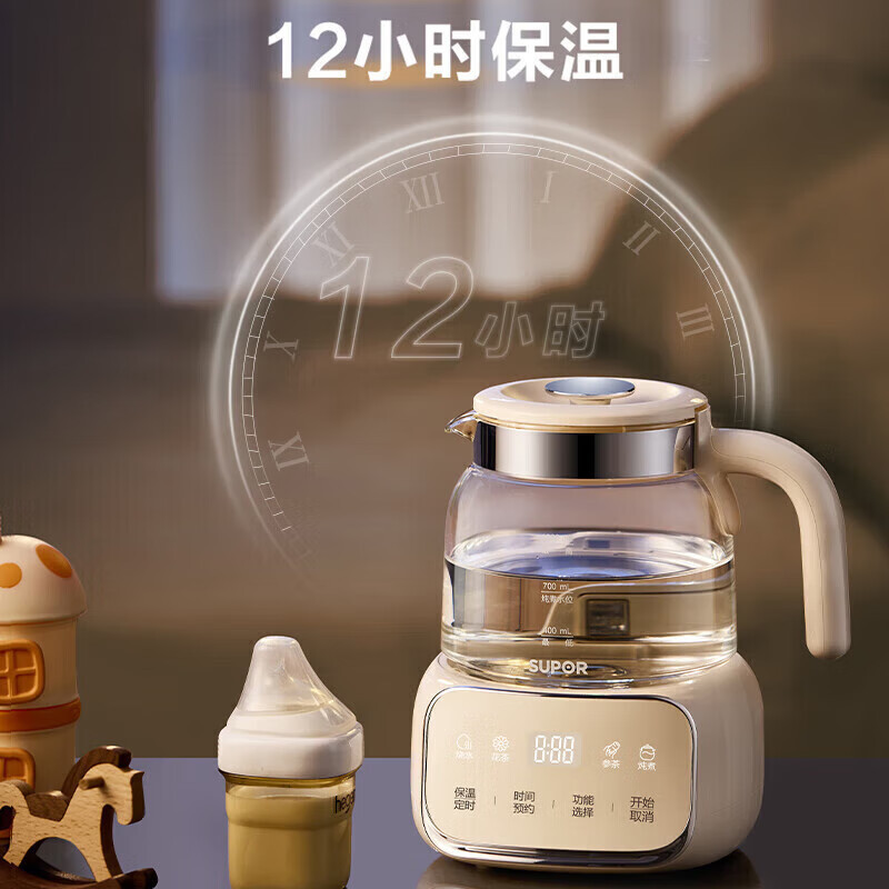 苏泊尔(SUPOR)养生壶 烧水壶1L迷你养生杯 全玻璃 煮茶器 恒温壶 家用煮茶热水壶保温全玻璃0胶水高清大图