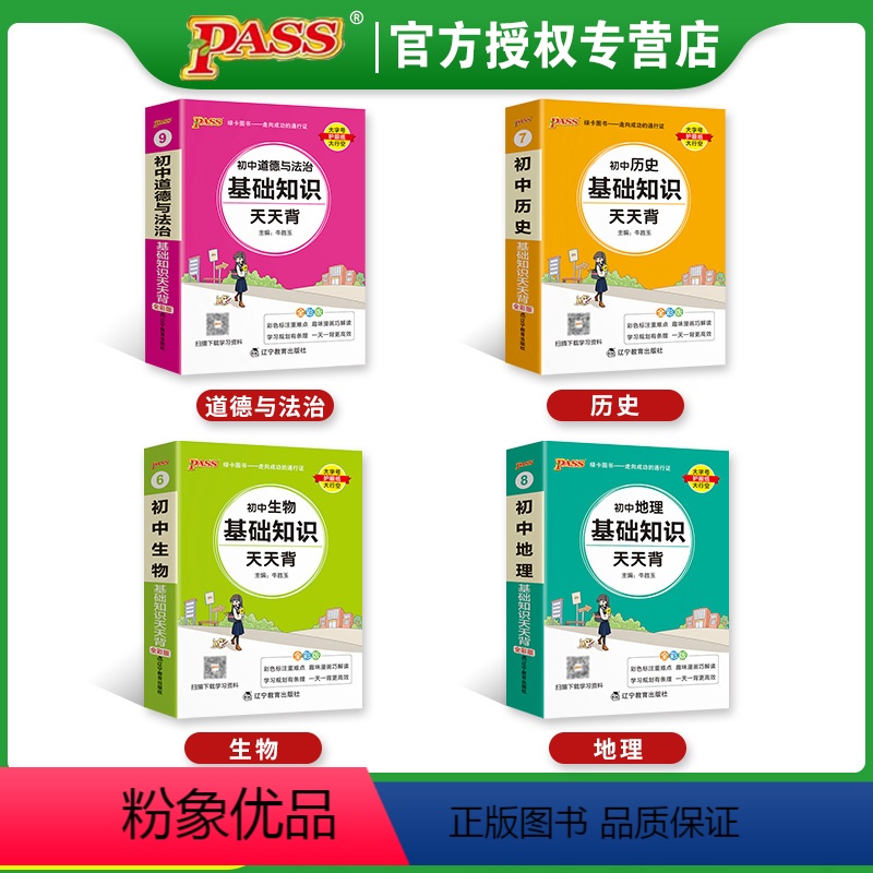 [套装]史地生政4本 初中通用 [正版]2024初中天天背全套语文数学英语物理化学生物政治历史地理基础知识公式定律通用版高清大图