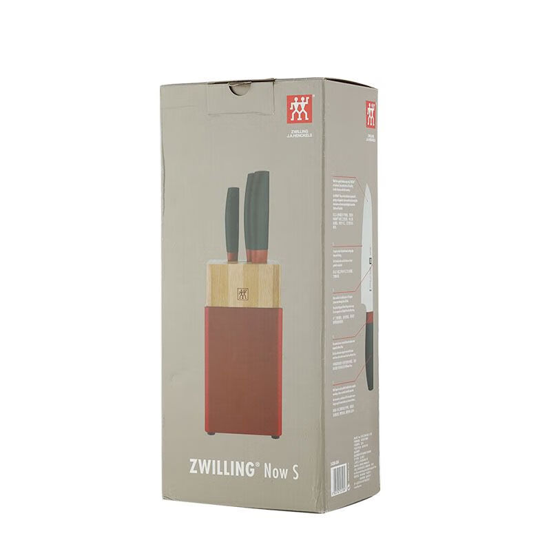 双立人 nows刀具4件套6件套中片刀多用刀水果刀斩骨刀刀架厨用刀具 黑红色 18cm ZW-K308高清大图