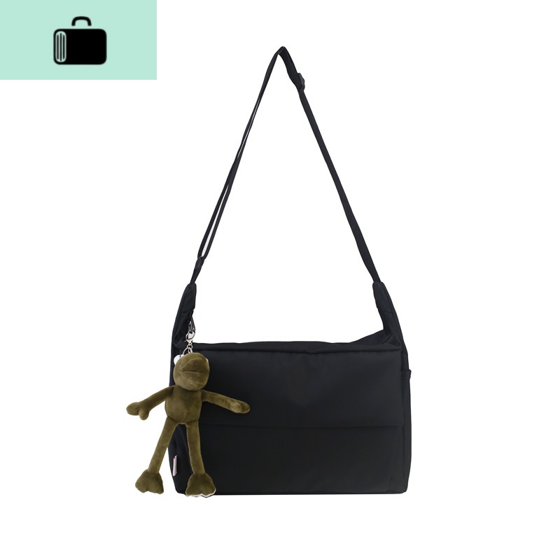 韩国ins简约暗黑风尼龙布斜挎包包女原宿校园学生单肩书包男情侣NEW LAKE女士双肩包高清大图