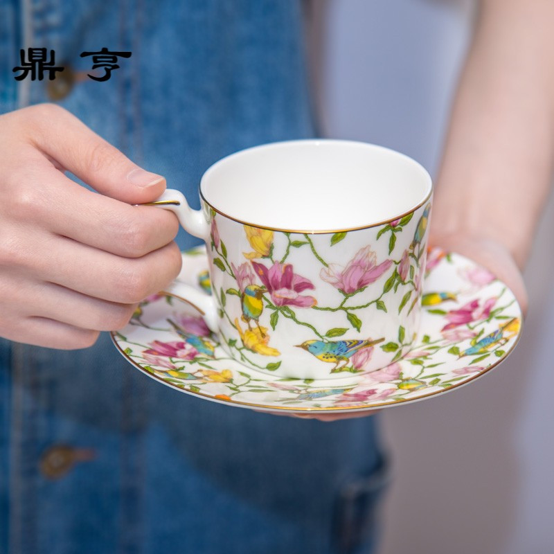 鼎亨陶瓷咖啡杯欧式小简约拉花咖啡杯碟花茶杯套装英式下午茶