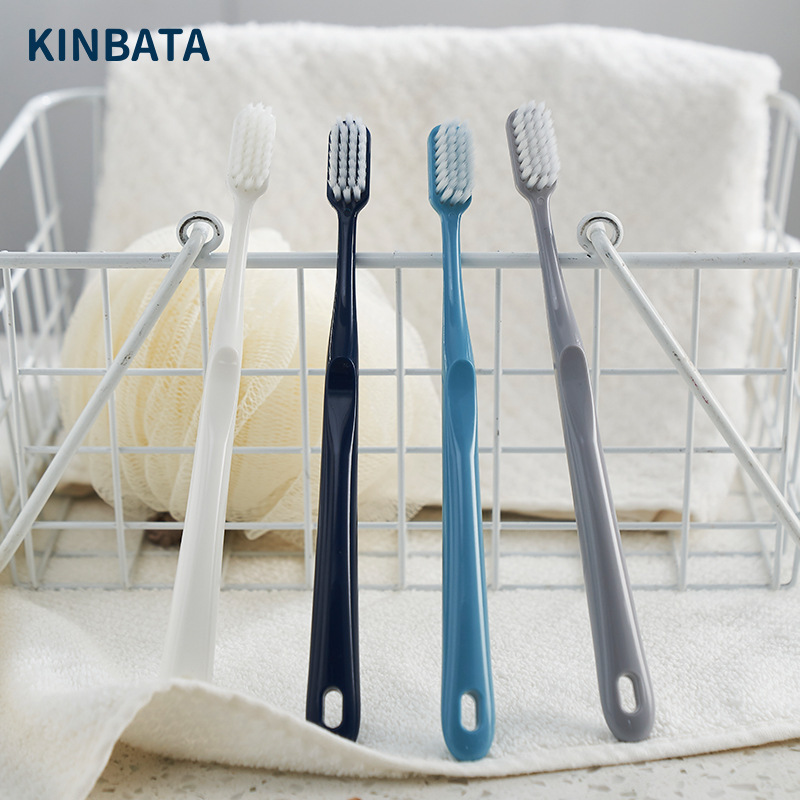 kinbata软毛牙刷清洁护龈男女牙刷成人细软毛刷组合装家庭装马克龙-4支装