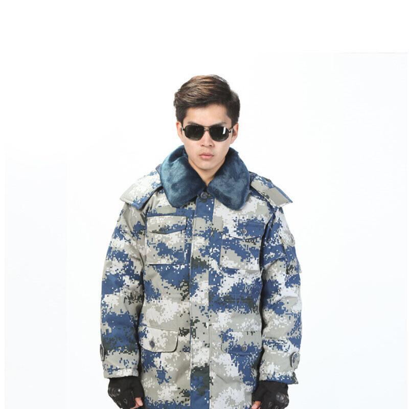 hoscene军大衣迷彩作训大衣棉大衣加厚作训服迷彩服加厚保暖海蓝色