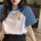 胖mm大码棉质t恤短袖女2022新款夏装宽松显瘦ins潮遮肚插肩袖上衣莎丞