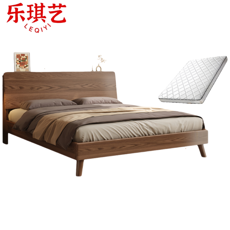 乐琪艺 单人 床+床垫 实木 套高清大图