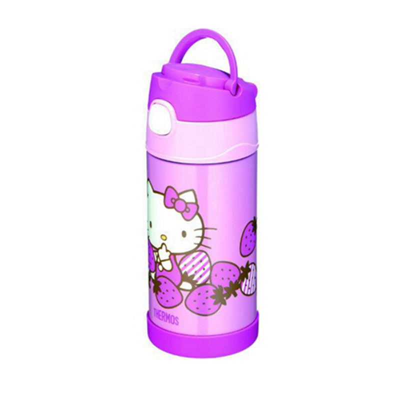 膳魔师THERMOS 儿童 保温用品 保温 吸管杯小孩学饮杯婴儿训练杯宝宝便携防漏不锈钢水杯 F4013 KT001