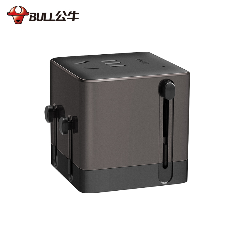 公牛(BULL)GN-L08黑色多国旅行转换器插头全球通用转换插头插座欧标德标英标美标澳标差旅便携插线板接线板