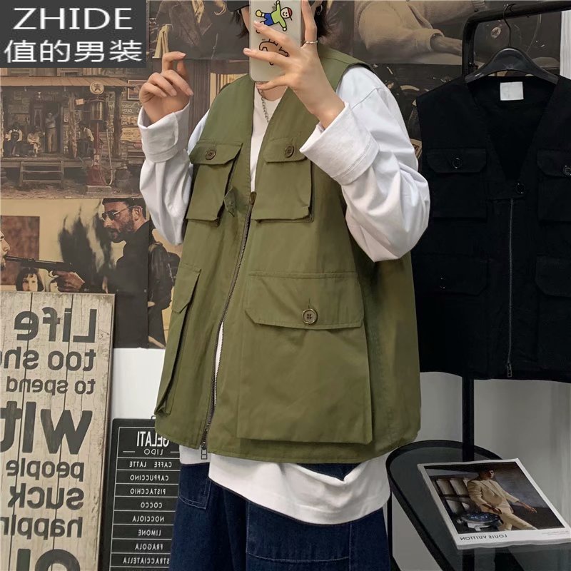 SUNTEK春季战术工装马甲潮男日系无袖背心潮牌个性潮流嘻哈机能坎肩外套马甲/背心高清大图