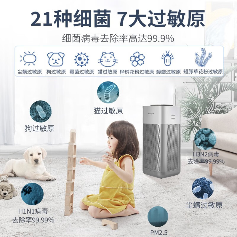霍尼韦尔空气消毒机卫健委备案UV消毒除菌分解除甲醛除霾PM2.5家用空气净化器KJ620F-J22S 净化器