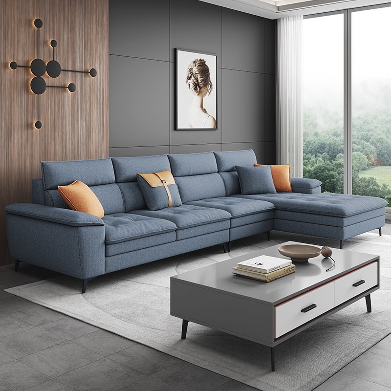 科技布意式布艺沙发客厅小户型纳丽雅现代简约北欧风格茶几贵妃组合