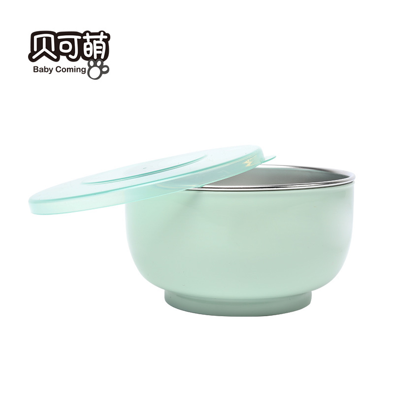 贝可萌 304材质不锈钢内碗隔热防烫耐摔耐用儿童汤碗