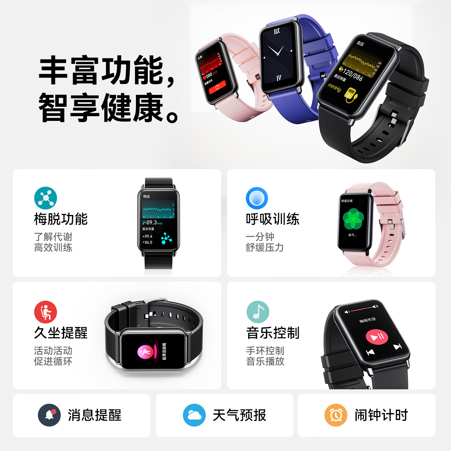 dido R40S Pro 血压血糖监测智能手环 黑色高清大图