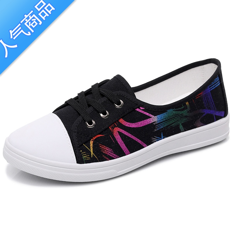 SUNTEK网红帆布鞋女2023新款春秋季透气小白鞋女学生韩版防滑百搭板鞋子高清大图