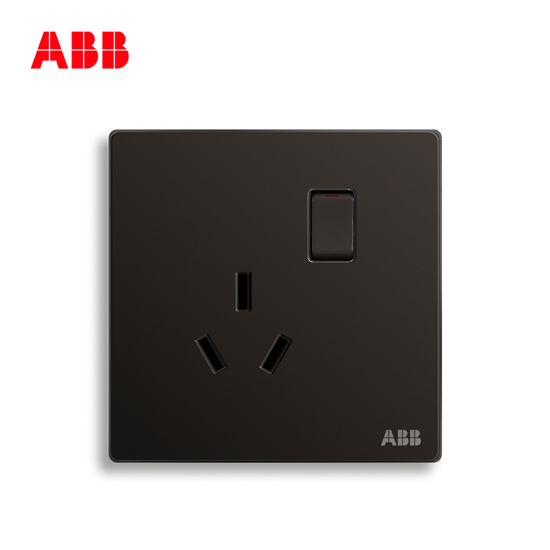 ABB开关插座轩致无框星空黑 一开16A三孔带开关空调插座AF228-885