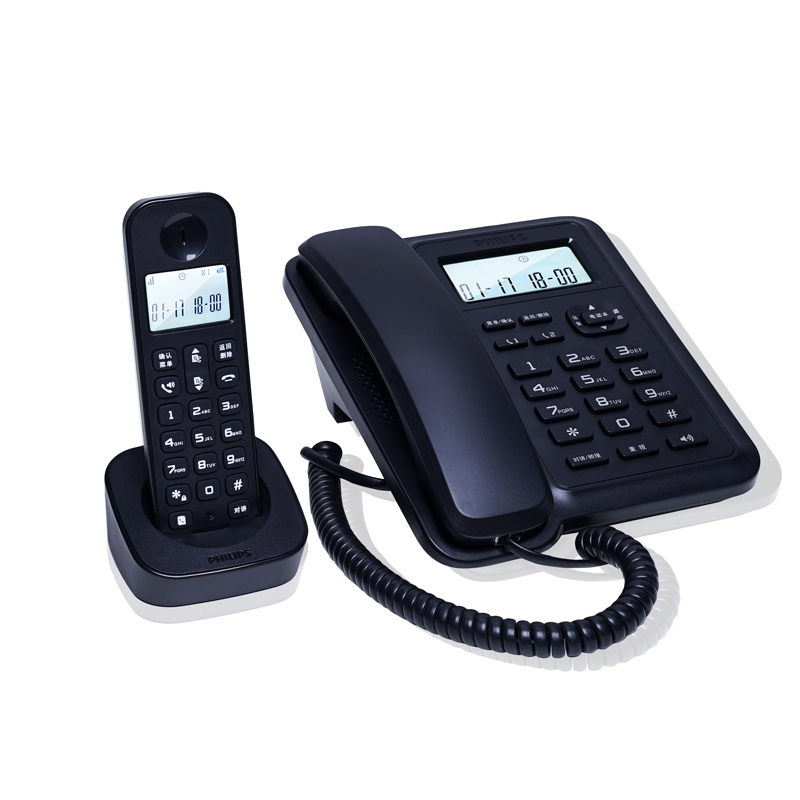 飞利浦(Philips)DCTG167一拖一数字无绳电话机办公家用无线固定座机电话子母机商用免提通话功能黑色)高清大图
