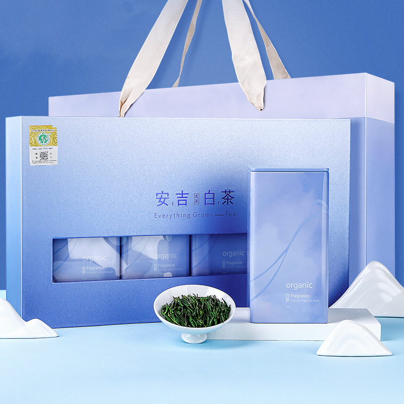 贡苑 茶叶 绿茶 安吉白茶茶叶礼盒 明前特级好茶小罐珍稀绿茶叶正宗原产地白茶送礼200g