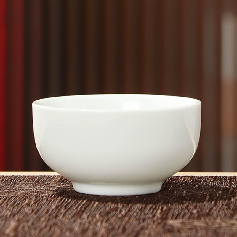 高白瓷大功夫杯茶杯 长6*高3.2cm 容量50ml(10个装)高清大图