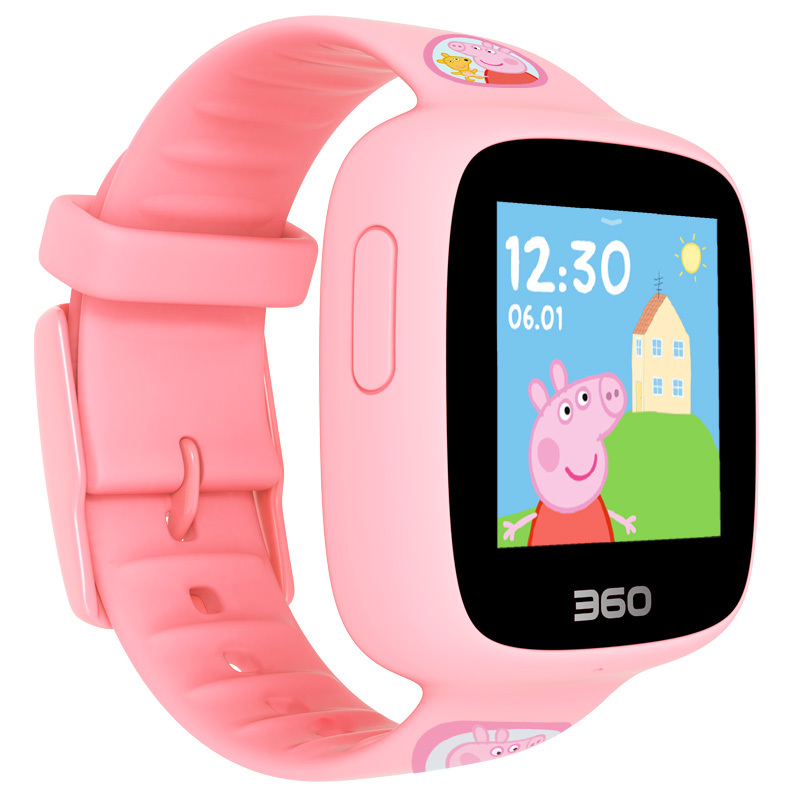 360儿童电话手表小猪佩奇版(正版授权) W608 GPS定位 全彩触屏 儿童学生手机手环 防水智能电话手表 樱花粉
